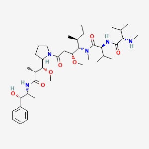 (2S)-N-[(2S)-1-[[(3R,4S,5S)-1-[2-[(1R,2R)-3-[[(1S,2R)-1-hydroxy-1-phenylpropan-2-yl]amino]-1-methoxy-2-methyl-3-oxopropyl]pyrrolidin-1-yl]-3-methoxy-5-methyl-1-oxoheptan-4-yl]-methylamino]-3-methyl-1-oxobutan-2-yl]-3-methyl-2-(methylamino)butanamide