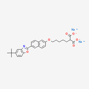 molecular formula C29H29NNa2O6 B10788210 disodium;2-[5-[6-(5-tert-butyl-1,3-benzoxazol-2-yl)naphthalen-2-yl]oxypentyl]propanedioate 