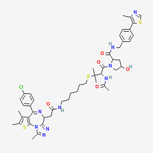 1-[2-acetamido-3-[6-[[2-[7-(4-chlorophenyl)-4,5,13-trimethyl-3-thia-1,8,11,12-tetrazatricyclo[8.3.0.02,6]trideca-2(6),4,7,10,12-pentaen-9-yl]acetyl]amino]hexylsulfanyl]-3-methylbutanoyl]-4-hydroxy-N-[[4-(4-methyl-1,3-thiazol-5-yl)phenyl]methyl]pyrrolidine-2-carboxamide