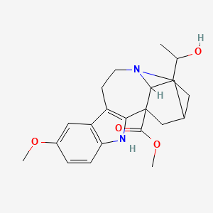 molecular formula C22H28N2O4 B10788329 Methyl 17-(1-hydroxyethyl)-7-methoxy-3,13-diazapentacyclo[13.3.1.02,10.04,9.013,18]nonadeca-2(10),4(9),5,7-tetraene-1-carboxylate 