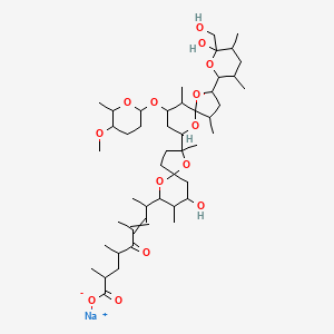 sodium;8-[7-hydroxy-2-[2-[6-hydroxy-6-(hydroxymethyl)-3,5-dimethyloxan-2-yl]-9-(5-methoxy-6-methyloxan-2-yl)oxy-4,10-dimethyl-1,6-dioxaspiro[4.5]decan-7-yl]-2,8-dimethyl-1,10-dioxaspiro[4.5]decan-9-yl]-2,4,6-trimethyl-5-oxonon-6-enoate