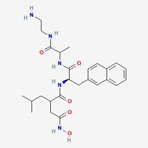 molecular formula C26H37N5O5 B10788396 N-[(2R)-1-[[1-(2-aminoethylamino)-1-oxopropan-2-yl]amino]-3-naphthalen-2-yl-1-oxopropan-2-yl]-N'-hydroxy-2-(2-methylpropyl)butanediamide 