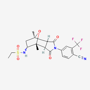 molecular formula C20H20F3N3O5S B10788434 N-[(3aR,4R,5R,7R,7aS)-2-[4-cyano-3-(trifluoromethyl)phenyl]-4,7-dimethyl-1,3-dioxo-3a,5,6,7a-tetrahydro-4,7-epoxyisoindol-5-yl]ethanesulfonamide CAS No. 1093276-09-5