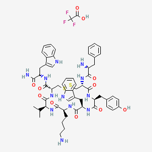 molecular formula C59H71F3N12O11S2 B10788440 Vapreotide (trifluoroacetate salt) 