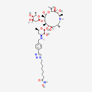 molecular formula C54H92N6O14 B10788518 Azithromycin-N-benzyltriazolyloctahydroxamic Acid 