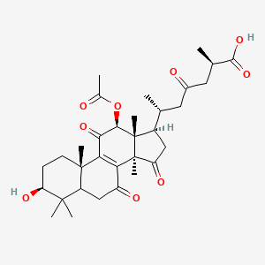 molecular formula C32H44O9 B10788552 (2R,6R)-6-[(3S,10S,12S,13R,14R,17R)-12-acetyloxy-3-hydroxy-4,4,10,13,14-pentamethyl-7,11,15-trioxo-1,2,3,5,6,12,16,17-octahydrocyclopenta[a]phenanthren-17-yl]-2-methyl-4-oxoheptanoic acid 