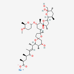 molecular formula C47H77NaO14 B10788559 sodium;(E,2S,4R,8S)-8-[(2S,5R,7S,8S,9R)-7-hydroxy-2-[(2R,4S,5S,7R,9S,10R)-2-[(2S,3R,5R,6R)-6-hydroxy-6-(hydroxymethyl)-3,5-dimethyloxan-2-yl]-9-[(5S,6R)-5-methoxy-6-methyloxan-2-yl]oxy-4,10-dimethyl-1,6-dioxaspiro[4.5]decan-7-yl]-2,8-dimethyl-1,10-dioxaspiro[4.5]decan-9-yl]-2,4,6-trimethyl-5-oxonon-6-enoate 