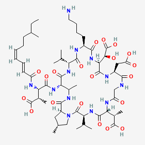 (2S,3S)-4-[[(3S,6R,12S,15S,18S,21R,24S,28S,30R)-18-(4-aminobutyl)-6-[(1S)-1-carboxyethyl]-15-[(S)-carboxy(hydroxy)methyl]-12-(carboxymethyl)-25,30-dimethyl-2,5,8,11,14,17,20,23,27-nonaoxo-3,21-di(propan-2-yl)-1,4,7,10,13,16,19,22,26-nonazabicyclo[26.3.0]hentriacontan-24-yl]amino]-2-methyl-3-[[(2E,4Z)-8-methyldeca-2,4-dienoyl]amino]-4-oxobutanoic acid