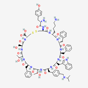 molecular formula C83H105N15O17S2 B10788740 Des-AA1,5-[Tyr2,D-Trp8,IAmp9]SRIF CH-288 