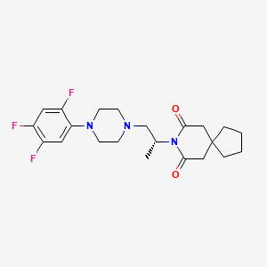 molecular formula C22H28F3N3O2 B10788753 8-{(1R)-2-[4-(2,4,5-Trifluorophenyl)piperazin-1-yl]-1-methylethyl}-8-azaspiro[4.5]decane-7,9-dione 