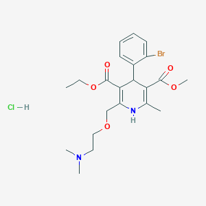 molecular formula C22H30BrClN2O5 B10788784 3-O-ethyl 5-O-methyl 4-(2-bromophenyl)-2-[2-(dimethylamino)ethoxymethyl]-6-methyl-1,4-dihydropyridine-3,5-dicarboxylate;hydrochloride 