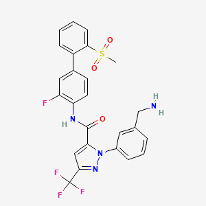 molecular formula C25H20F4N4O3S B10788794 1-[3-(aminomethyl)phenyl]-N-[3-fluoro-2'-(methylsulfonyl)biphenyl-4-yl]-3-(trifluoromethyl)-1H-pyrazole-5-carboxamide CAS No. 209957-47-1