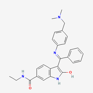 3-[N-[4-[(dimethylamino)methyl]phenyl]-C-phenylcarbonimidoyl]-N-ethyl-2-hydroxy-1H-indole-6-carboxamide