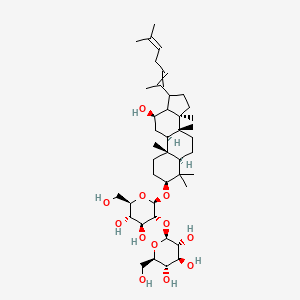 molecular formula C42H70O12 B10788907 (2S,3R,4S,5S,6R)-2-[(2R,3R,4S,5S,6R)-4,5-dihydroxy-6-(hydroxymethyl)-2-[[(3S,5R,8R,9R,10R,12R,14R,17S)-12-hydroxy-4,4,8,10,14-pentamethyl-17-(6-methylhepta-2,5-dien-2-yl)-2,3,5,6,7,9,11,12,13,15,16,17-dodecahydro-1H-cyclopenta[a]phenanthren-3-yl]oxy]oxan-3-yl]oxy-6-(hydroxymethyl)oxane-3,4,5-triol 