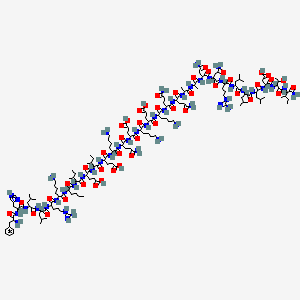 molecular formula C162H276N48O46 B10788919 5-[[6-amino-1-[[5-amino-1-[[5-amino-1-[[1-[[1-[[4-amino-1-[[4-amino-1-[[1-[[1-[[1-[[1-[[1-[[1-[(1-amino-3-methyl-1-oxopentan-2-yl)amino]-3-hydroxy-1-oxobutan-2-yl]amino]-3-carboxy-1-oxopropan-2-yl]amino]-4-methyl-1-oxopentan-2-yl]amino]-4-methyl-1-oxopentan-2-yl]amino]-4-methyl-1-oxopentan-2-yl]amino]-5-carbamimidamido-1-oxopentan-2-yl]amino]-1,4-dioxobutan-2-yl]amino]-1,4-dioxobutan-2-yl]amino]-1-oxopropan-2-yl]amino]-1-oxopropan-2-yl]amino]-1,5-dioxopentan-2-yl]amino]-1,5-dioxopentan-2-yl]amino]-1-oxohexan-2-yl]amino]-4-[[6-amino-2-[[2-[[5-amino-2-[[6-amino-2-[[2-[[2-[[2-[[2-[2-[[6-amino-2-[[2-[[2-[[2-[[2-[(2-amino-3-phenylpropanoyl)amino]-3-(1H-imidazol-4-yl)propanoyl]amino]-4-methylpentanoyl]amino]-4-methylpentanoyl]amino]-5-carbamimidamidopentanoyl]amino]hexanoyl]amino]hexanoylamino]-3-methylpentanoyl]amino]-4-carboxybutanoyl]amino]-3-methylpentanoyl]amino]-4-carboxybutanoyl]amino]hexanoyl]amino]-5-oxopentanoyl]amino]-4-carboxybutanoyl]amino]hexanoyl]amino]-5-oxopentanoic acid 