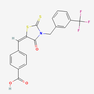 molecular formula C19H12F3NO3S2 B10788948 4-((4-Oxo-2-thioxo-3-(3-(trifluoromethyl)benzyl)thiazolidin-5-ylidene)methyl)benzoic acid 