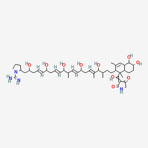 2-[(4E,8E,12E,16E)-21-[1-[(2,4-dioxopyrrolidin-3-ylidene)-hydroxymethyl]-5,6-dihydroxy-1,3-dimethyl-4a,5,6,7,8,8a-hexahydro-2H-naphthalen-2-yl]-2,6,10,14,18-pentahydroxy-11,17,19-trimethylhenicosa-4,8,12,16-tetraenyl]pyrrolidine-1-carboximidamide