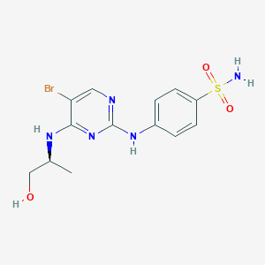 molecular formula C13H16BrN5O3S B10788998 4-[[5-bromo-4-[[(2S)-1-hydroxypropan-2-yl]amino]pyrimidin-2-yl]amino]benzenesulfonamide 