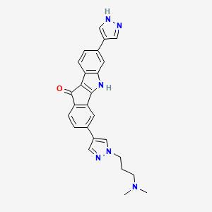 molecular formula C26H24N6O B10788999 3-[1-[3-(dimethylamino)propyl]pyrazol-4-yl]-7-(1H-pyrazol-4-yl)-5H-indeno[1,2-b]indol-10-one 