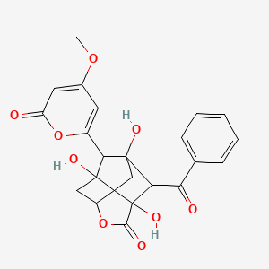 2-Benzoyl-1,3,8-trihydroxy-9-(4-methoxy-6-oxopyran-2-yl)-5-oxatricyclo[4.3.1.03,8]decan-4-one