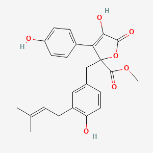 molecular formula C24H24O7 B10789054 methyl 4-hydroxy-2-[[4-hydroxy-3-(3-methylbut-2-enyl)phenyl]methyl]-3-(4-hydroxyphenyl)-5-oxofuran-2-carboxylate 