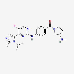 molecular formula C23H28FN7O B10789078 [4-[[5-fluoro-4-(2-methyl-3-propan-2-ylimidazol-4-yl)pyrimidin-2-yl]amino]phenyl]-[3-(methylamino)pyrrolidin-1-yl]methanone 