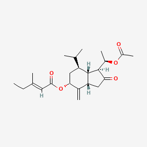 molecular formula C23H34O5 B10789121 [(1S,3aS,5R,7S,7aS)-1-[(1R)-1-acetyloxyethyl]-4-methylidene-2-oxo-7-propan-2-yl-3,3a,5,6,7,7a-hexahydro-1H-inden-5-yl] (E)-3-methylpent-2-enoate 