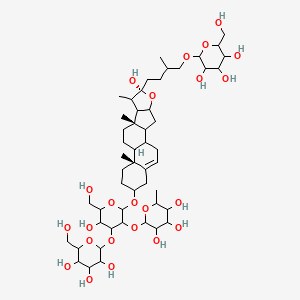 2-[5-hydroxy-6-(hydroxymethyl)-2-[[(6R,9S,13R)-6-hydroxy-7,9,13-trimethyl-6-[3-methyl-4-[3,4,5-trihydroxy-6-(hydroxymethyl)oxan-2-yl]oxybutyl]-5-oxapentacyclo[10.8.0.02,9.04,8.013,18]icos-18-en-16-yl]oxy]-4-[3,4,5-trihydroxy-6-(hydroxymethyl)oxan-2-yl]oxyoxan-3-yl]oxy-6-methyloxane-3,4,5-triol