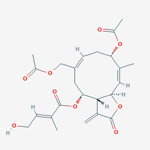 molecular formula C24H30O9 B10789173 [(3aR,4R,6E,9S,10Z,11aR)-9-acetyloxy-6-(acetyloxymethyl)-10-methyl-3-methylidene-2-oxo-3a,4,5,8,9,11a-hexahydrocyclodeca[b]furan-4-yl] (E)-4-hydroxy-2-methylbut-2-enoate 