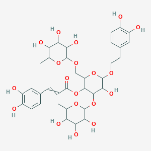 molecular formula C35H46O19 B10789236 [6-[2-(3,4-dihydroxyphenyl)ethoxy]-5-hydroxy-4-(3,4,5-trihydroxy-6-methyloxan-2-yl)oxy-2-[(3,4,5-trihydroxy-6-methyloxan-2-yl)oxymethyl]oxan-3-yl] 3-(3,4-dihydroxyphenyl)prop-2-enoate 