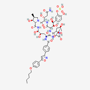 [5-[(1S,2S)-2-[(11R,18S,20R,21R,25S,26S)-3-[(1R)-3-amino-1-hydroxy-3-oxopropyl]-11,20,21,25-tetrahydroxy-15-[(1R)-1-hydroxyethyl]-26-methyl-2,5,8,14,17,23-hexaoxo-18-[[4-[5-(4-pentoxyphenyl)-1,2-oxazol-3-yl]benzoyl]amino]-1,4,7,13,16,22-hexazatricyclo[22.3.0.09,13]heptacosan-6-yl]-1,2-dihydroxyethyl]-2-hydroxyphenyl] hydrogen sulfate