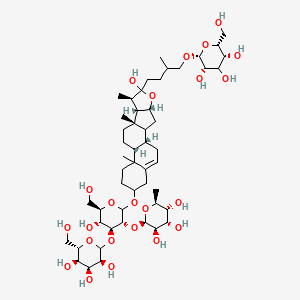 (2R,3R,4S,5R,6S)-2-[(3R,4S,5R,6R)-5-hydroxy-6-(hydroxymethyl)-2-[[(1S,4R,7R,8S,9S,12R)-6-hydroxy-7,9,13-trimethyl-6-[3-methyl-4-[(2R,3S,5R,6R)-3,4,5-trihydroxy-6-(hydroxymethyl)oxan-2-yl]oxybutyl]-5-oxapentacyclo[10.8.0.02,9.04,8.013,18]icos-18-en-16-yl]oxy]-4-[(3S,4S,5R,6S)-3,4,5-trihydroxy-6-(hydroxymethyl)oxan-2-yl]oxyoxan-3-yl]oxy-6-methyloxane-3,4,5-triol