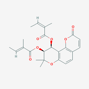 molecular formula C24H26O7 B10789420 [(9S,10S)-8,8-dimethyl-9-[(E)-2-methylbut-2-enoyl]oxy-2-oxo-9,10-dihydropyrano[2,3-f]chromen-10-yl] (Z)-2-methylbut-2-enoate 