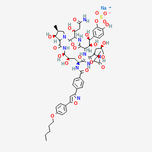 sodium;[5-[(1S,2S)-2-[(9S,11R,18S,20R,21R,24S,25S,26S)-3-[(1R)-3-amino-1-hydroxy-3-oxopropyl]-11,20,21,25-tetrahydroxy-15-[(1R)-1-hydroxyethyl]-26-methyl-2,5,8,14,17,23-hexaoxo-18-[[4-[5-(4-pentoxyphenyl)-1,2-oxazol-3-yl]benzoyl]amino]-1,4,7,13,16,22-hexazatricyclo[22.3.0.09,13]heptacosan-6-yl]-1,2-dihydroxyethyl]-2-hydroxyphenyl] sulfate