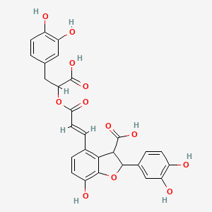 4-[(E)-3-[1-carboxy-2-(3,4-dihydroxyphenyl)ethoxy]-3-oxoprop-1-enyl]-2-(3,4-dihydroxyphenyl)-7-hydroxy-2,3-dihydro-1-benzofuran-3-carboxylic acid