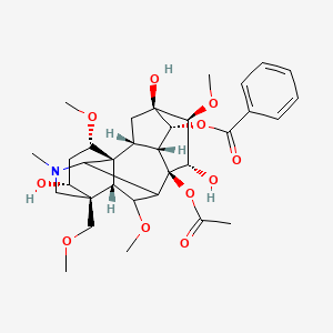 [(1S,2R,3R,4R,5R,6S,7S,8R,13R,14R,16S,17S,18R)-8-acetyloxy-5,7,14-trihydroxy-6,16,18-trimethoxy-13-(methoxymethyl)-11-methyl-11-azahexacyclo[7.7.2.12,5.01,10.03,8.013,17]nonadecan-4-yl] benzoate