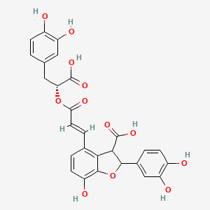 4-[(E)-3-[(1R)-1-Carboxy-2-(3,4-dihydroxyphenyl)ethoxy]-3-oxoprop-1-enyl]-2-(3,4-dihydroxyphenyl)-7-hydroxy-2,3-dihydro-1-benzofuran-3-carboxylic acid