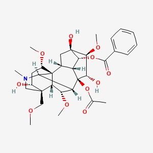 [(1S,2R,3R,4R,5R,6S,7S,8R,9S,10R,13R,14R,16S,17S,18R)-8-acetyloxy-5,7,14-trihydroxy-6,16,18-trimethoxy-13-(methoxymethyl)-11-methyl-11-azahexacyclo[7.7.2.12,5.01,10.03,8.013,17]nonadecan-4-yl] benzoate