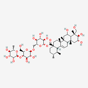 [(2S,3R,4S,5S,6R)-6-[[(2R,3R,4R,5S,6R)-3,4-dihydroxy-6-(hydroxymethyl)-5-[(2S,3R,4R,5R,6S)-3,4,5-trihydroxy-6-methyloxan-2-yl]oxyoxan-2-yl]oxymethyl]-3,4,5-trihydroxyoxan-2-yl] (1S,2R,4aS,6aR,6aR,6bR,8R,9R,10R,11R,12aR,14bS)-8,10,11-trihydroxy-9-(hydroxymethyl)-1,2,6a,6b,9,12a-hexamethyl-2,3,4,5,6,6a,7,8,8a,10,11,12,13,14b-tetradecahydro-1H-picene-4a-carboxylate