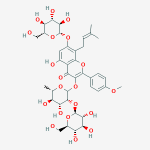 3-[(3R,4R,5R,6S)-4,5-dihydroxy-6-methyl-3-[(2S,3R,4S,5S,6R)-3,4,5-trihydroxy-6-(hydroxymethyl)oxan-2-yl]oxyoxan-2-yl]oxy-5-hydroxy-2-(4-methoxyphenyl)-8-(3-methylbut-2-enyl)-7-[(2S,3R,4S,5S,6R)-3,4,5-trihydroxy-6-(hydroxymethyl)oxan-2-yl]oxychromen-4-one