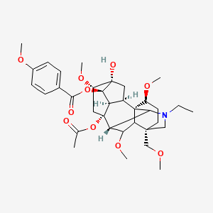 (3S,6S,6aS,7R,7aR,8R,9S,10S,11aR,12R,13R)-11a-Acetoxy-1-ethyl-9-hydroxy-6,10,13-trimethoxy-3-(methoxymethyl)tetradecahydro-2H-3,6a,12-(epiethane[1,1,2]triyl)-7,9-methanonaphtho[2,3-b]azocin-8-yl 4-methoxybenzoate