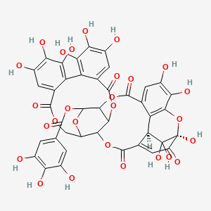 molecular formula C41H28O27 B10789901 [(1R,38R)-1,13,14,15,18,19,20,34,35,39,39-undecahydroxy-2,5,10,23,31-pentaoxo-6,9,24,27,30,40-hexaoxaoctacyclo[34.3.1.04,38.07,26.08,29.011,16.017,22.032,37]tetraconta-3,11,13,15,17,19,21,32,34,36-decaen-28-yl] 3,4,5-trihydroxybenzoate CAS No. 60976-49-0