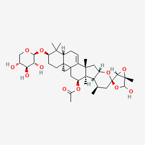 molecular formula C37H54O11 B10789962 [(1S,3'S,4R,4'R,5R,5'R,6'R,10'S,12'S,16'R,18'R,21'R)-2-hydroxy-1,4',6',12',17',17'-hexamethyl-18'-[(2S,3R,4S,5R)-3,4,5-trihydroxyoxan-2-yl]oxyspiro[3,6-dioxabicyclo[3.1.0]hexane-4,8'-9-oxahexacyclo[11.9.0.01,21.04,12.05,10.016,21]docos-13-ene]-3'-yl] acetate 