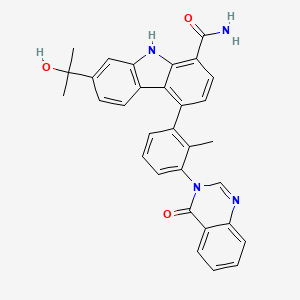 molecular formula C31H26N4O3 B10789979 7-(2-hydroxypropan-2-yl)-4-[2-methyl-3-(4-oxo-3,4-dihydroquinazolin-3-yl)phenyl]-9H-carbazole-1-carboxamide 