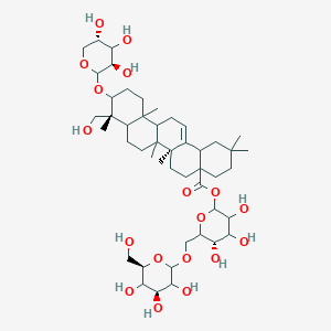 [(5S)-3,4,5-trihydroxy-6-[[(4S,6R)-3,4,5-trihydroxy-6-(hydroxymethyl)oxan-2-yl]oxymethyl]oxan-2-yl] (6aS,9R)-9-(hydroxymethyl)-2,2,6a,6b,9,12a-hexamethyl-10-[(3R,5S)-3,4,5-trihydroxyoxan-2-yl]oxy-1,3,4,5,6,6a,7,8,8a,10,11,12,13,14b-tetradecahydropicene-4a-carboxylate