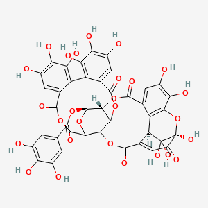 molecular formula C41H28O27 B10789985 [(1R,28S,29R,38R)-1,13,14,15,18,19,20,34,35,39,39-undecahydroxy-2,5,10,23,31-pentaoxo-6,9,24,27,30,40-hexaoxaoctacyclo[34.3.1.04,38.07,26.08,29.011,16.017,22.032,37]tetraconta-3,11,13,15,17,19,21,32,34,36-decaen-28-yl] 3,4,5-trihydroxybenzoate 