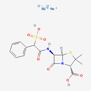 molecular formula C16H20N2Na2O7S2 B10790003 disodium;(2S,5R,6R)-3,3-dimethyl-7-oxo-6-[(2-phenyl-2-sulfoacetyl)amino]-4-thia-1-azabicyclo[3.2.0]heptane-2-carboxylic acid;hydride 