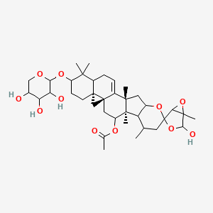 molecular formula C37H54O11 B10790007 [(1'R,4'R,12'S,21'R)-2-hydroxy-1,4',6',12',17',17'-hexamethyl-18'-(3,4,5-trihydroxyoxan-2-yl)oxyspiro[3,6-dioxabicyclo[3.1.0]hexane-4,8'-9-oxahexacyclo[11.9.0.01,21.04,12.05,10.016,21]docos-13-ene]-3'-yl] acetate 