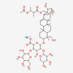 Sodium;6-[[22-[(3-acetyloxy-2-methylbutanoyl)oxymethyl]-21-hydroxy-8-(hydroxymethyl)-3,4,8,12,19,19-hexamethyl-23-oxahexacyclo[18.2.1.03,16.04,13.07,12.017,22]tricos-15-en-9-yl]oxy]-4-hydroxy-3-[3,4,5-trihydroxy-6-(hydroxymethyl)oxan-2-yl]oxy-5-(3,4,5-trihydroxyoxan-2-yl)oxyoxane-2-carboxylate