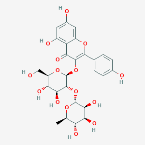 molecular formula C27H30O15 B10790048 3-[(2S,3R,4S,5S,6R)-4,5-dihydroxy-6-(hydroxymethyl)-3-[(2R,3S,4S,5S,6R)-3,4,5-trihydroxy-6-methyloxan-2-yl]oxyoxan-2-yl]oxy-5,7-dihydroxy-2-(4-hydroxyphenyl)chromen-4-one 